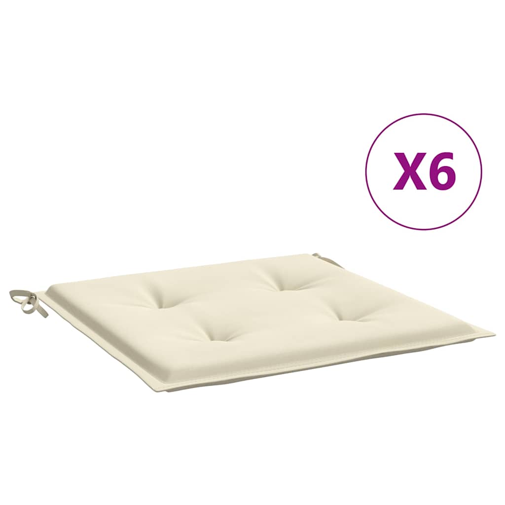 vidaXL Μαξιλάρια Καρέκλας Κήπου 6 τεμ. Κρεμ 50x50x3 εκ. Ύφασμα Oxford