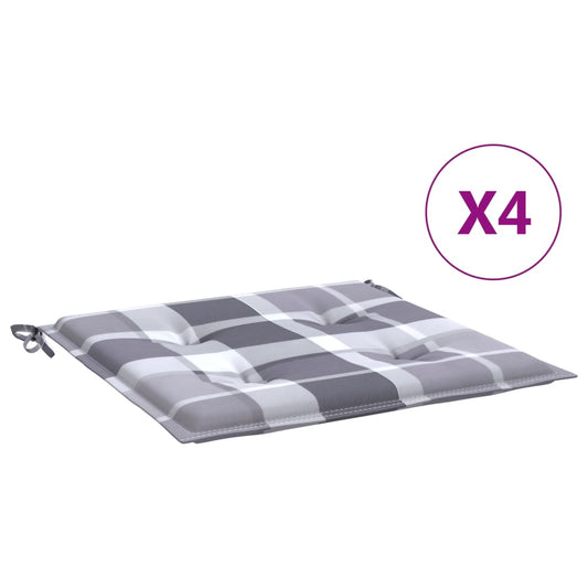 vidaXL Μαξιλάρια Καρέκλας 4τεμ Γκρι Καρό 50x50x4εκ. Ύφασμα Oxford