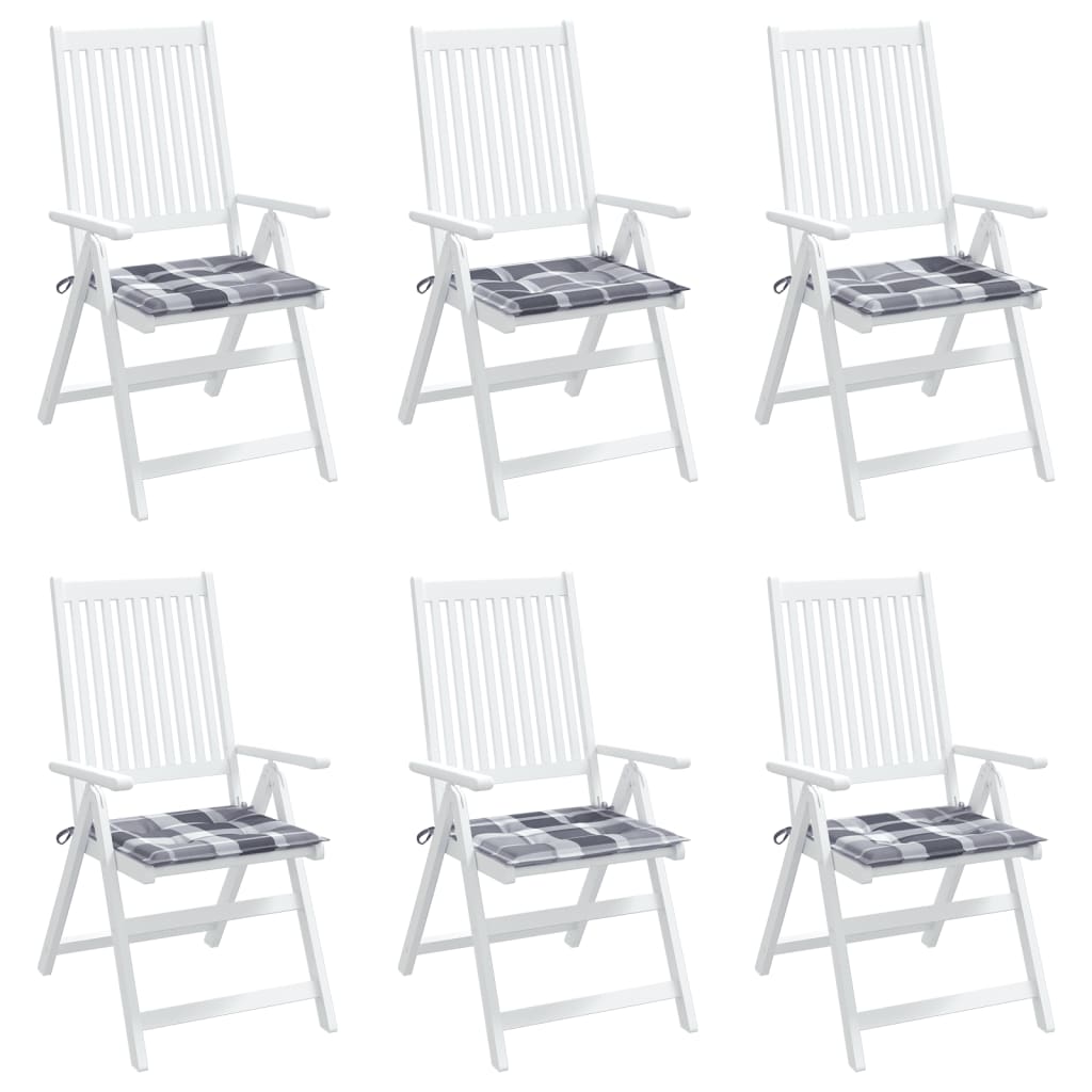 vidaXL Μαξιλάρια Καρέκλας 6τεμ Γκρι Καρό 50x50x3εκ. Ύφασμα Oxford