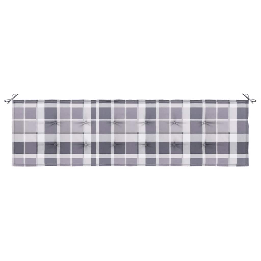 vidaXL Μαξιλάρι για Παγκάκι Κήπου Γκρι Καρό 180x50x4 εκ. Υφασμάτινο