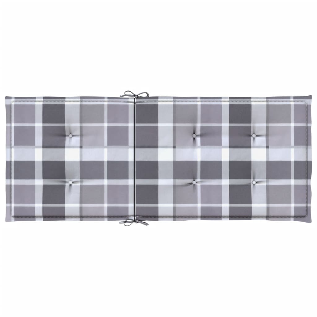 vidaXL Μαξιλάρια Καρέκλας Κήπου με Πλάτη 6 τεμ. Γκρι Καρό 120x50x3 εκ.