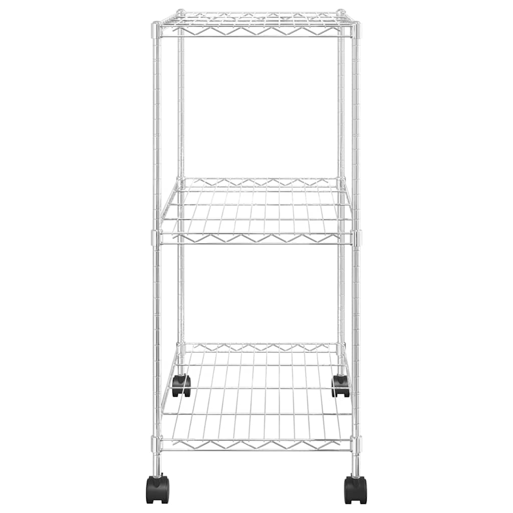 vidaXL Ραφιέρα 3 Επιπέδων με Τροχούς Χρωμέ 60x35x81 εκ. 150 κ.