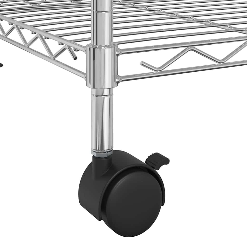 vidaXL Ραφιέρα 3 Επιπέδων με Τροχούς Χρωμέ 60x35x81 εκ. 150 κ.
