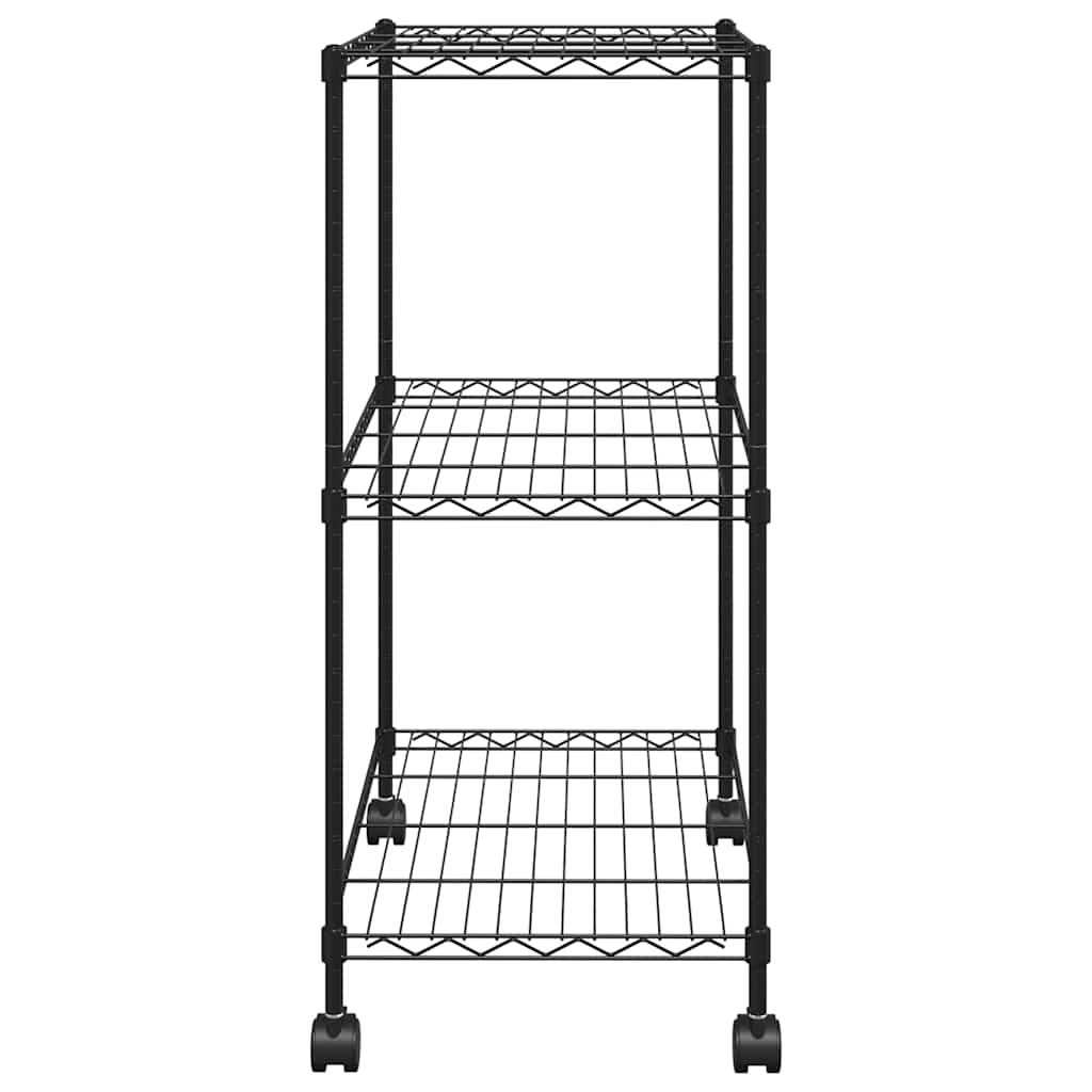 vidaXL Ραφιέρα 3 Επιπέδων με Τροχούς Μαύρη 60x35x81 εκ. 150 κ.