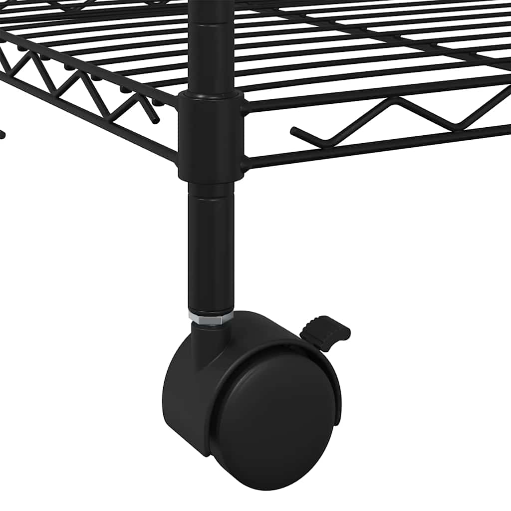 vidaXL Ραφιέρα 3 Επιπέδων με Τροχούς Μαύρη 60x35x81 εκ. 150 κ.