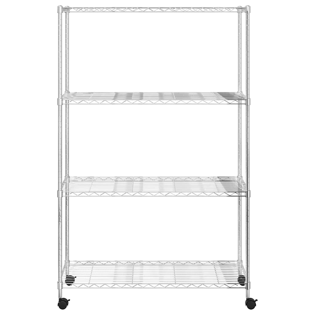 vidaXL Ραφιέρα 4 Επιπέδων με Τροχούς Χρωμέ 90x35x142 εκ. 200 κ.