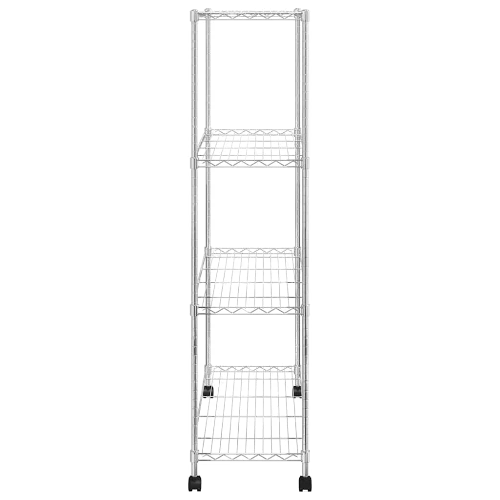 vidaXL Ραφιέρα 4 Επιπέδων με Τροχούς Χρωμέ 90x35x142 εκ. 200 κ.