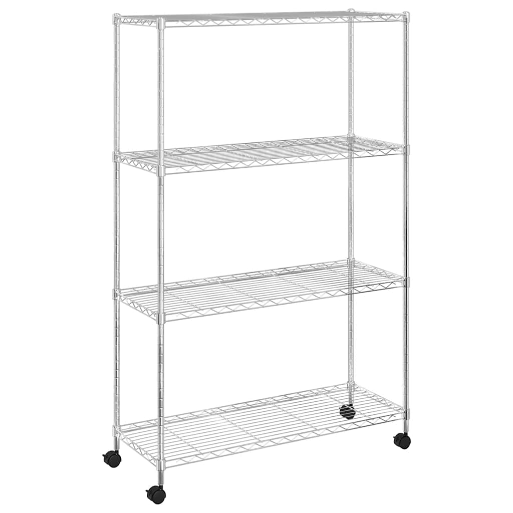 vidaXL Ραφιέρα 4 Επιπέδων με Τροχούς Χρωμέ 90x35x142 εκ. 200 κ.