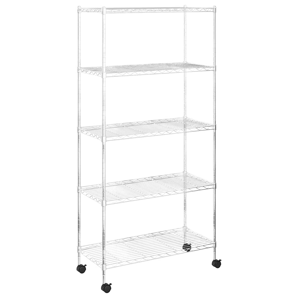 vidaXL Ραφιέρα 5 Επιπέδων με Τροχούς Χρωμέ 75x35x155 εκ. 250 κ.