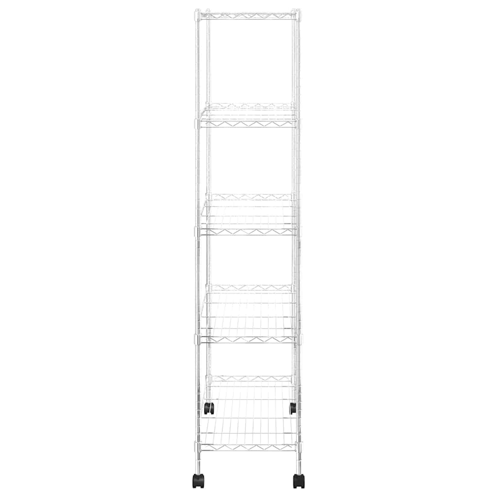 vidaXL Ραφιέρα 5 Επιπέδων με Τροχούς Χρωμέ 75x35x155 εκ. 250 κ.