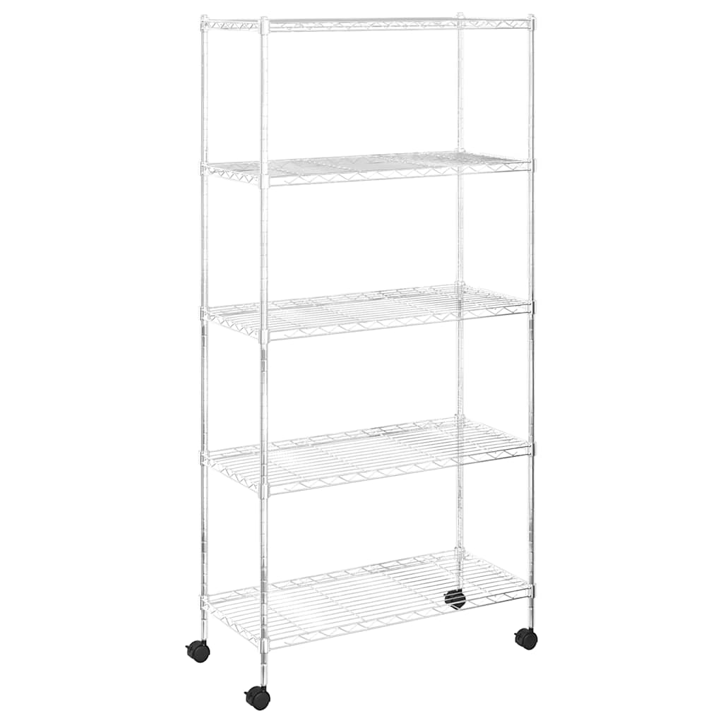 vidaXL Ραφιέρα 5 Επιπέδων με Τροχούς Χρωμέ 75x35x155 εκ. 250 κ.