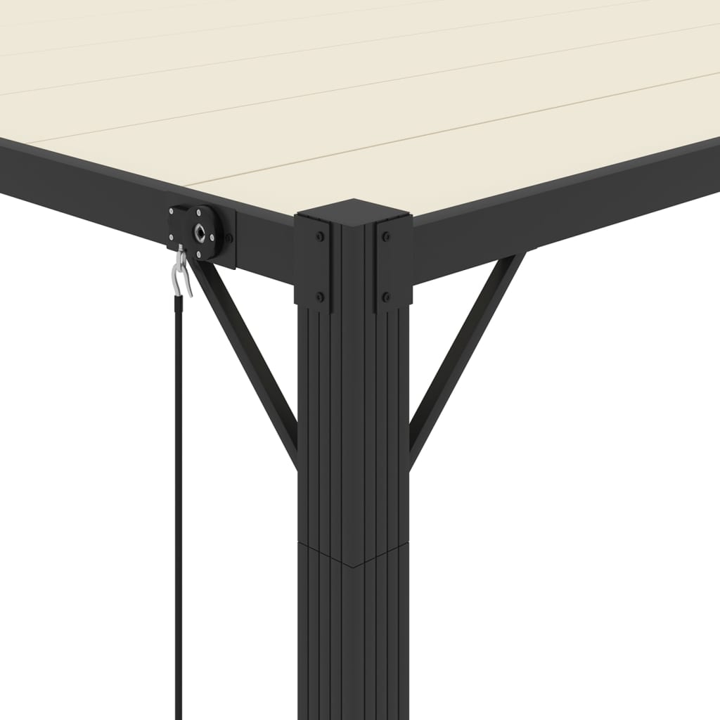 vidaXL Κιόσκι με Ανοιγόμενη Οροφή Κρεμ 3 x 3 μ. Ύφασμα και Αλουμίνιο