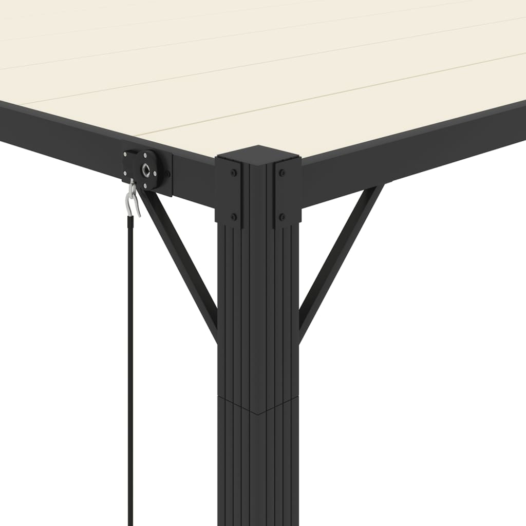 vidaXL Κιόσκι με Ανοιγόμενη Οροφή Κρεμ 3 x 4 μ. Ύφασμα και Αλουμίνιο