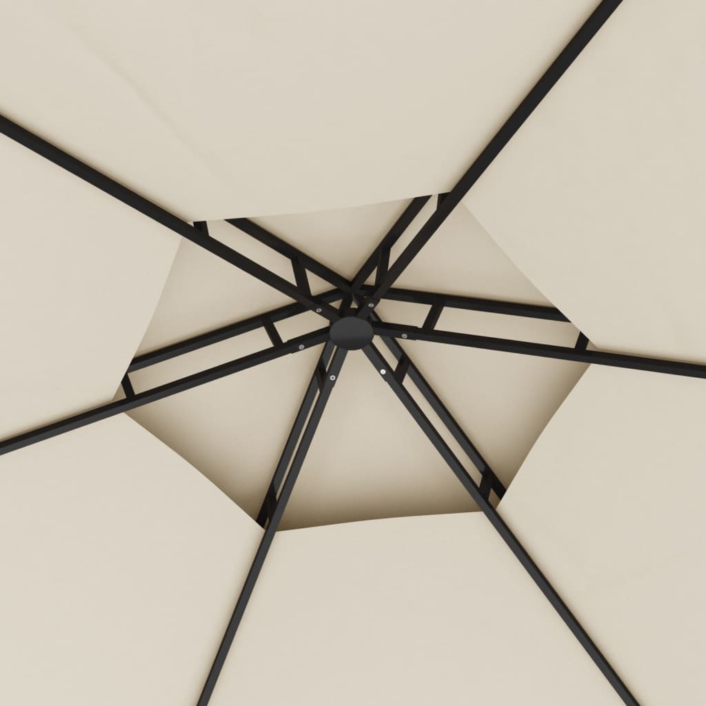 vidaXL Κιόσκι με Πλευρικά Τοιχώματα Κρεμ 3,1 x 2,7 μ.