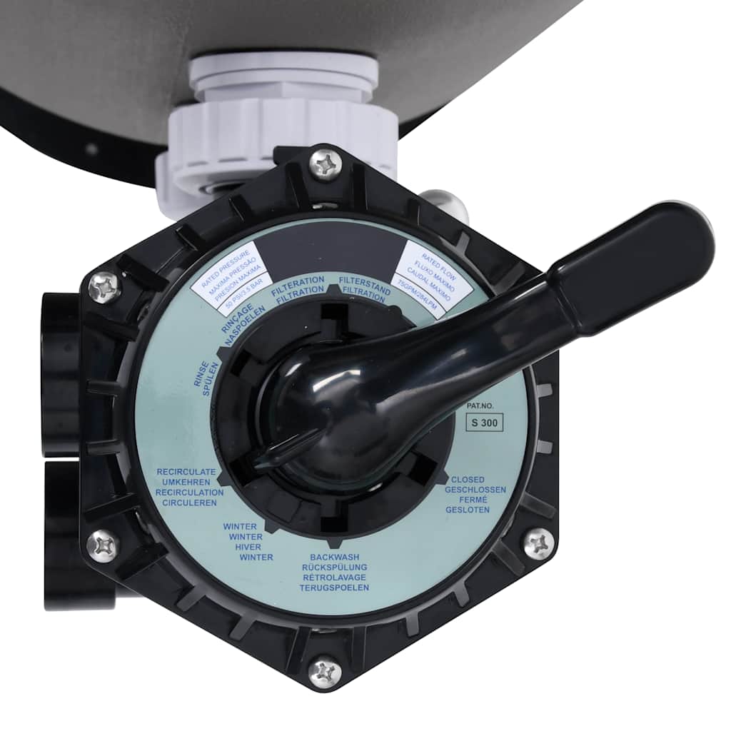 vidaXL Φίλτρο Άμμου Πισίνας με Βαλβίδα 6 Θέσεων Γκρι