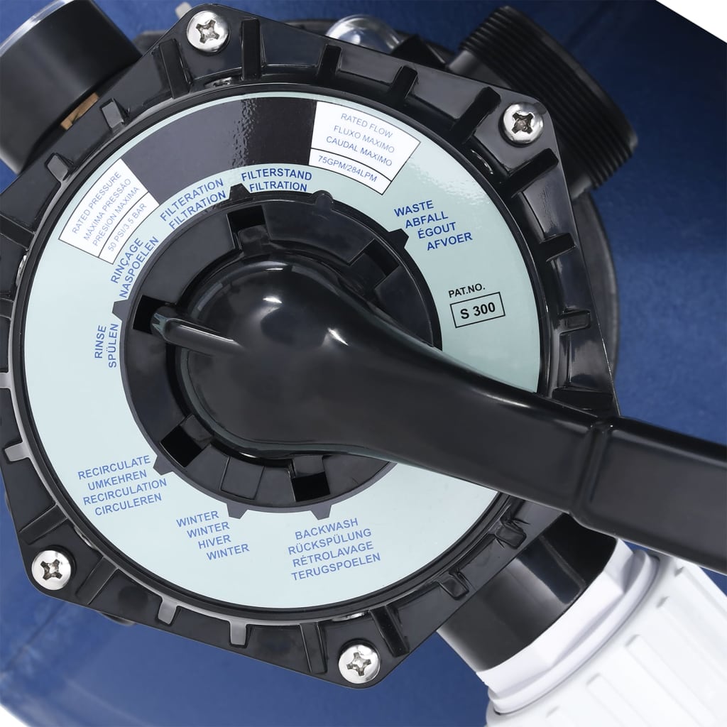 vidaXL Φίλτρο Άμμου με Βαλβίδα 7 Θέσεων Μπλε / Μαύρο & Αντλία 1000 W