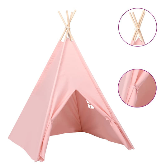 vidaXL Σκηνή Teepee Παιδική Ροζ 120x120x150 εκ. Peach Skin με Σάκο