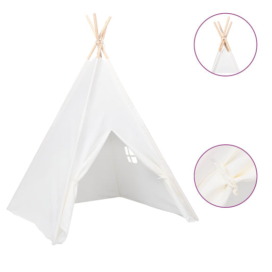 vidaXL Σκηνή Teepee Παιδική Λευκή 120x120x150 εκ. Peach Skin με Σάκο