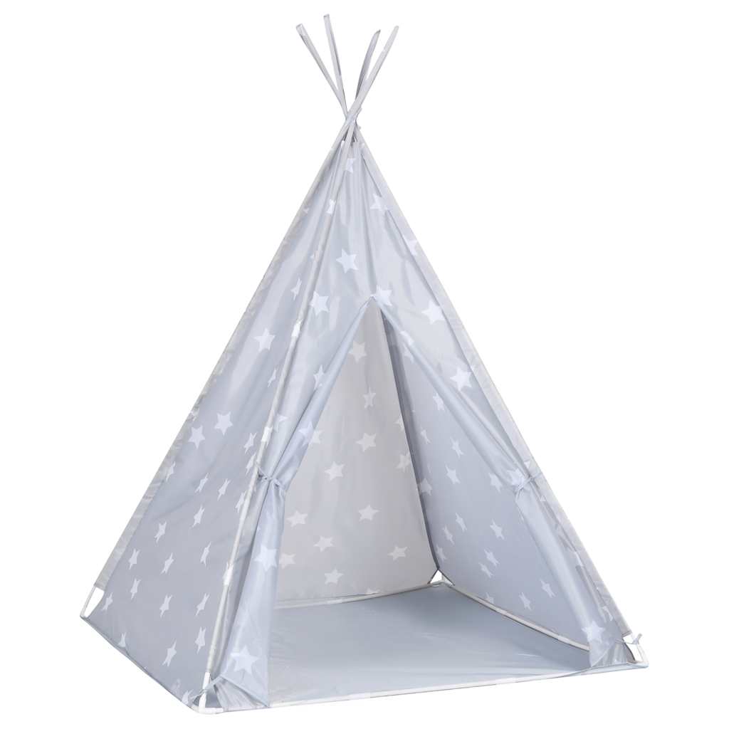 vidaXL Σκηνή Teepee Παιδική Γκρι 115x115x160 εκ. Πολυεστερική με Σάκο