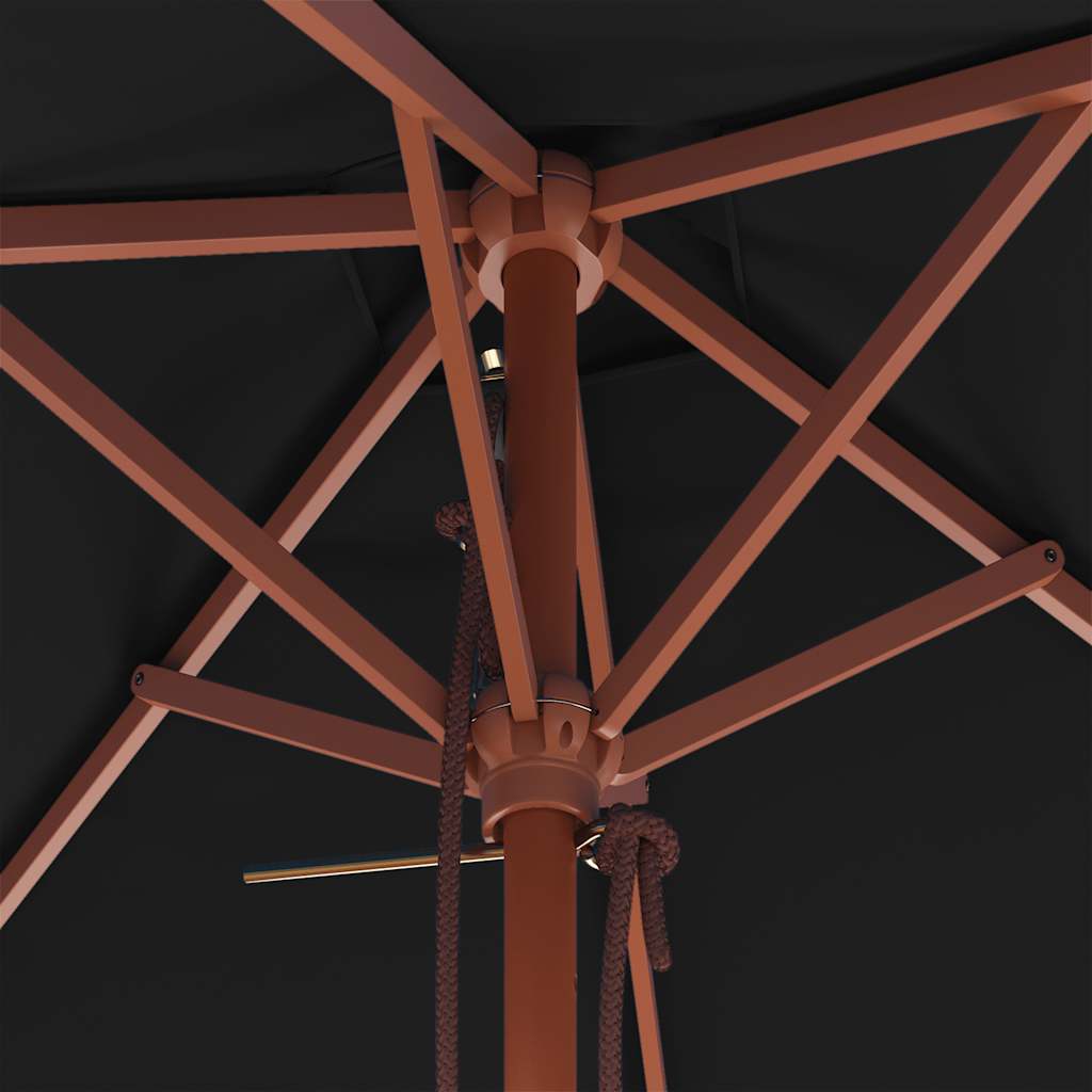 vidaXL Ομπρέλα Κήπου με Ξύλινο Ιστό Μαύρη 150 x 200 εκ.