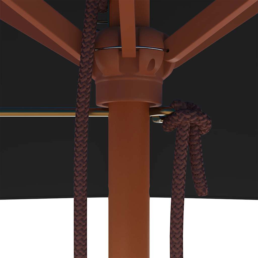 vidaXL Ομπρέλα Κήπου με Ξύλινο Ιστό Μαύρη 150 x 200 εκ.