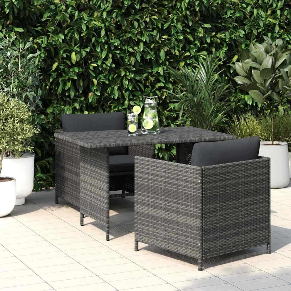 vidaXL Τραπεζαρία Κήπου Γκρι 110 x 70 x 65 εκ. από Συνθετικό Ρατάν