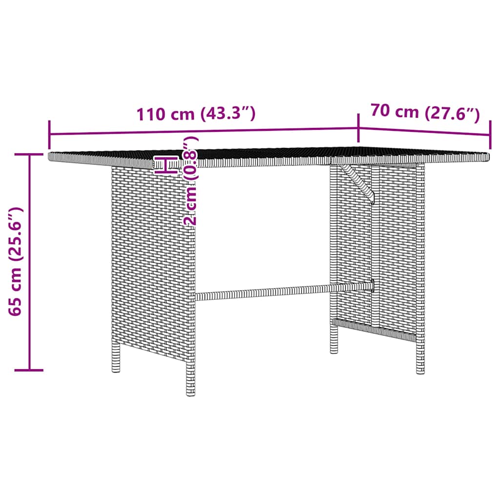 vidaXL Τραπεζαρία Κήπου Γκρι 110 x 70 x 65 εκ. από Συνθετικό Ρατάν