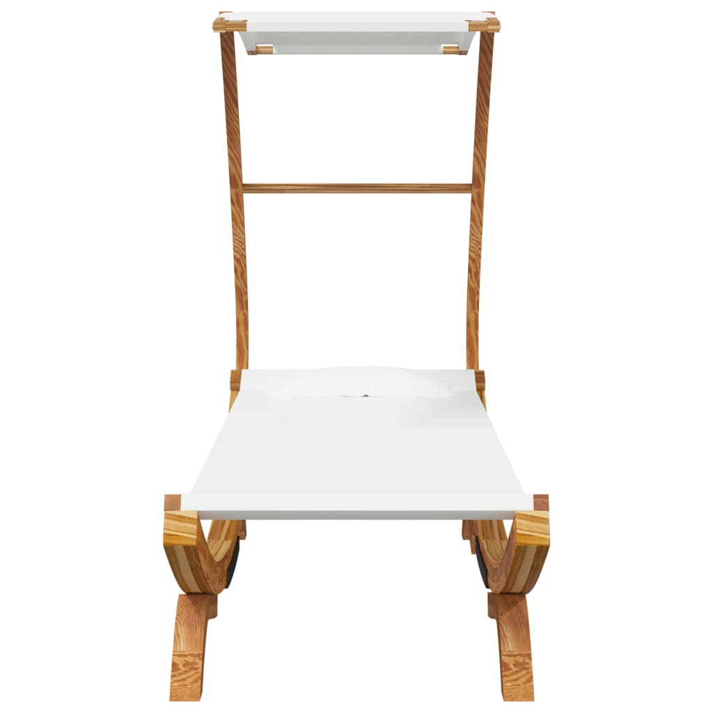 vidaXL Ξαπλώστρα ΕξΧώρου Κρεμ 100x190x134εκ Μασίφ Λυγισμένο Ξύλο Τέντα