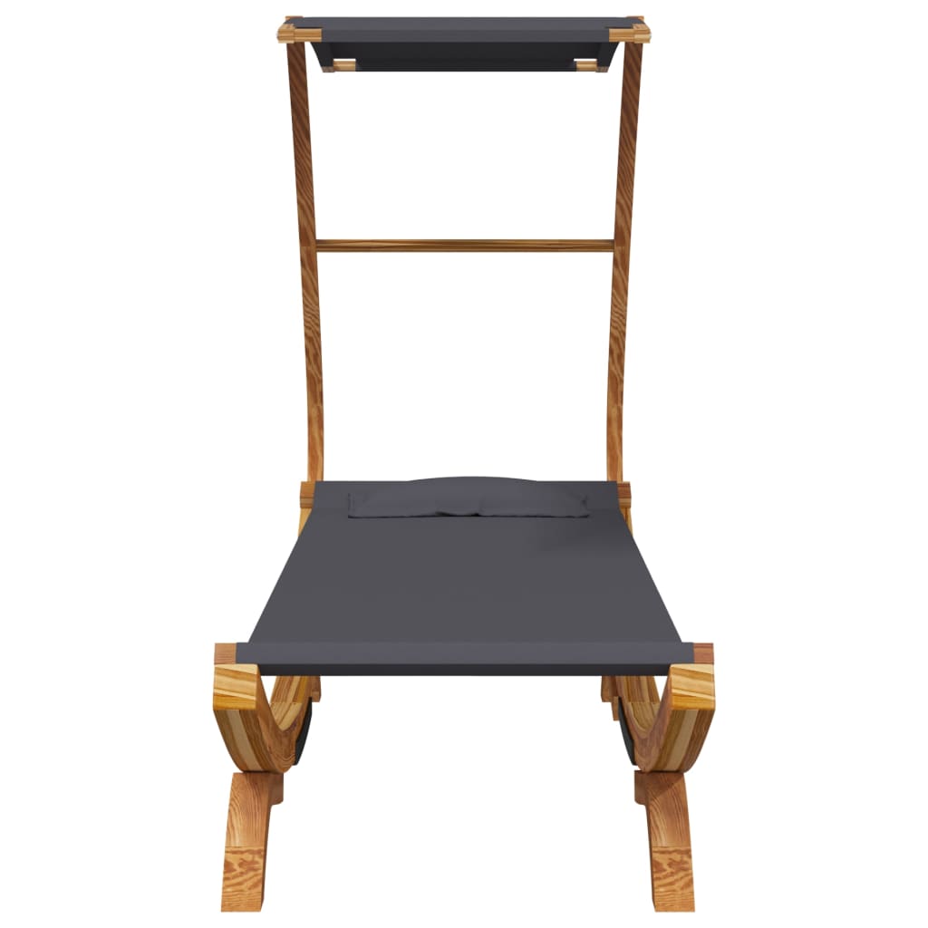 vidaXL Ξαπλώστρα ΕξΧώρου Ανθρ 100x190x134εκ Μασίφ Λυγισμένο Ξύλο Τέντα