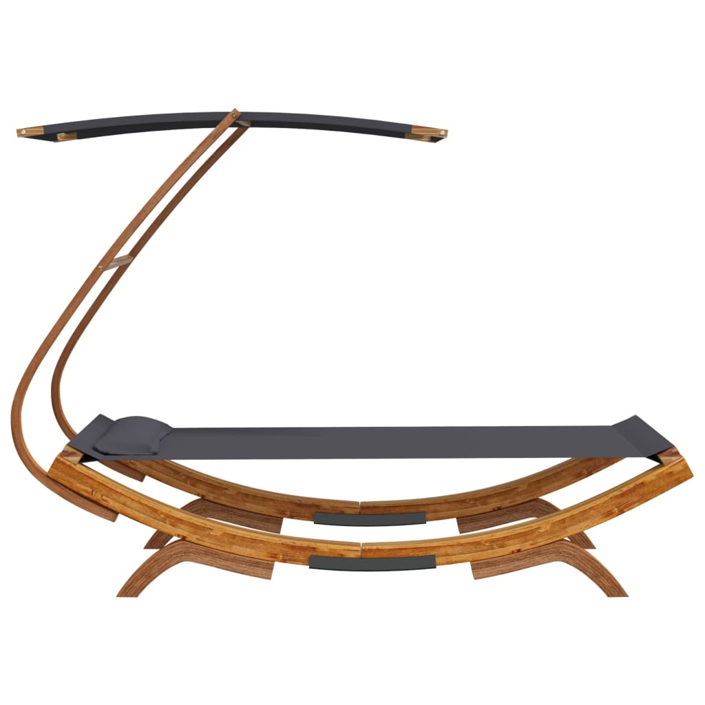 vidaXL Ξαπλώστρα ΕξΧώρου Ανθρ 100x190x134εκ Μασίφ Λυγισμένο Ξύλο Τέντα