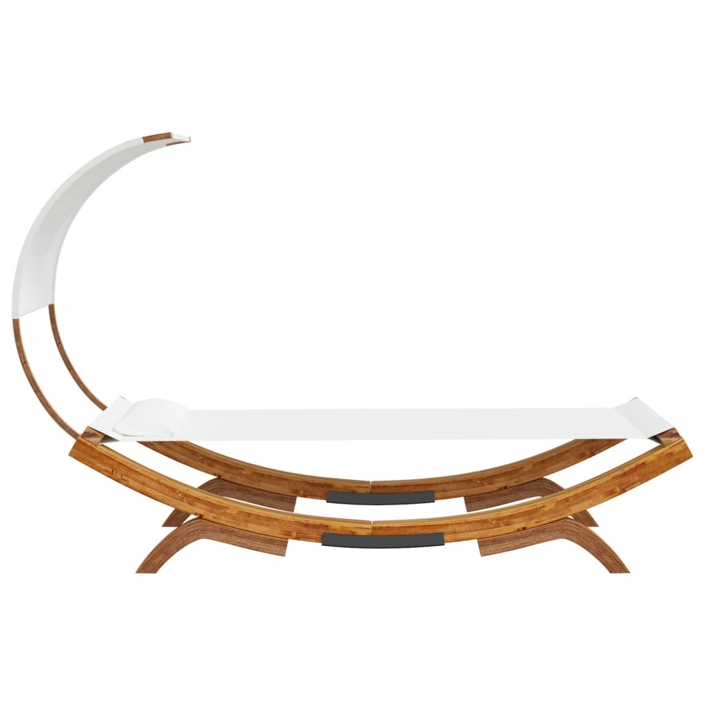 vidaXL Ξαπλώστρα ΕξΧώρου Κρεμ 100x200x126εκ Μασίφ Λυγισμένο Ξύλο Τέντα