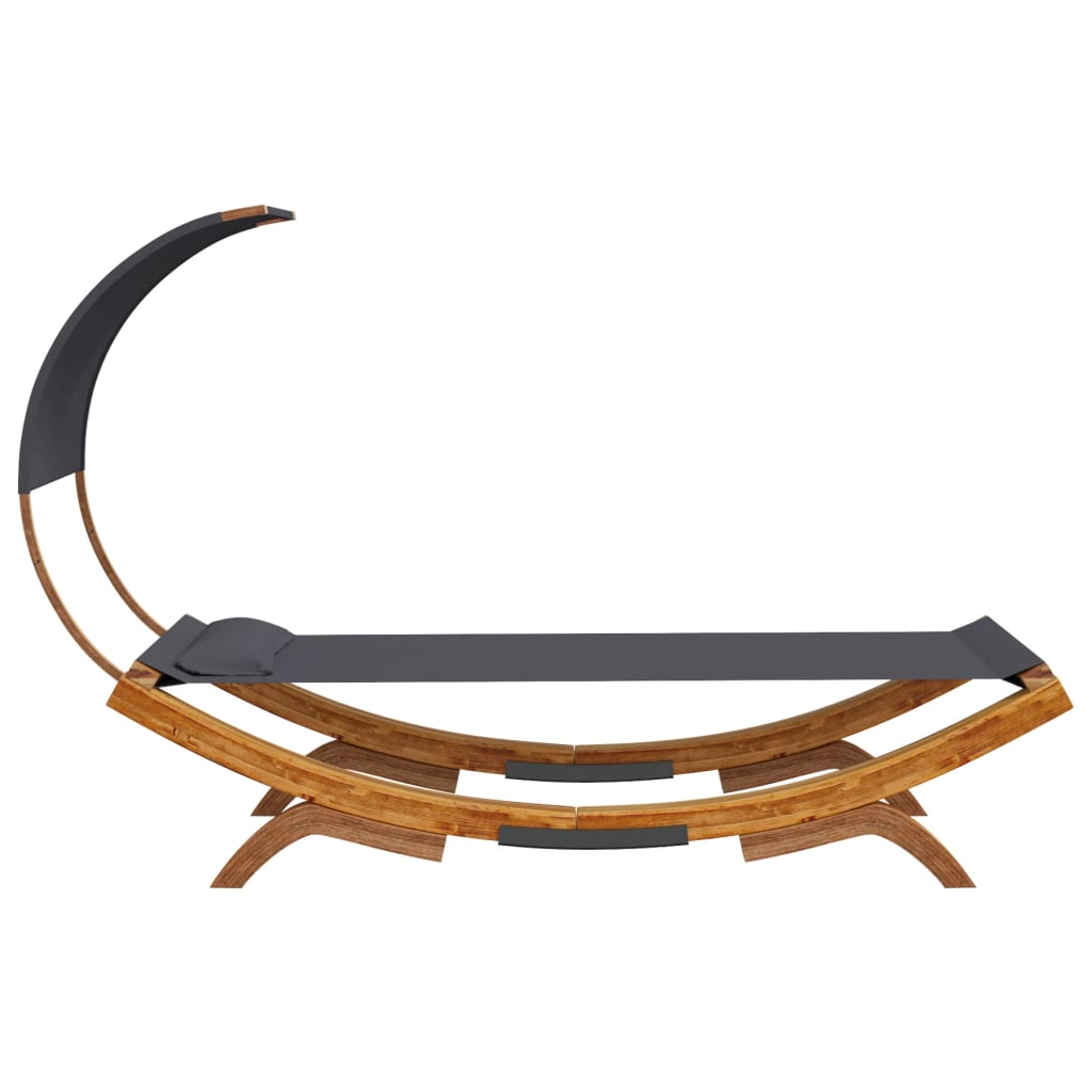 vidaXL Ξαπλώστρα ΕξΧώρου Κρεμ 100x200x126εκ Μασίφ Λυγισμένο Ξύλο Τέντα