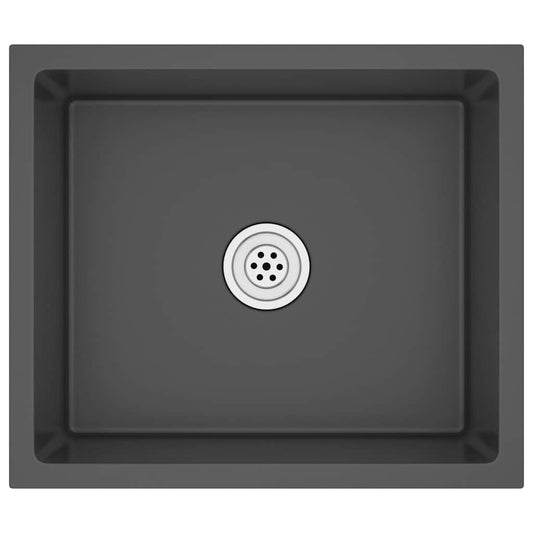 vidaXL Νεροχύτης Κουζίνας Χειροποίητος Μαύρος από Ανοξείδωτο Ατσάλι