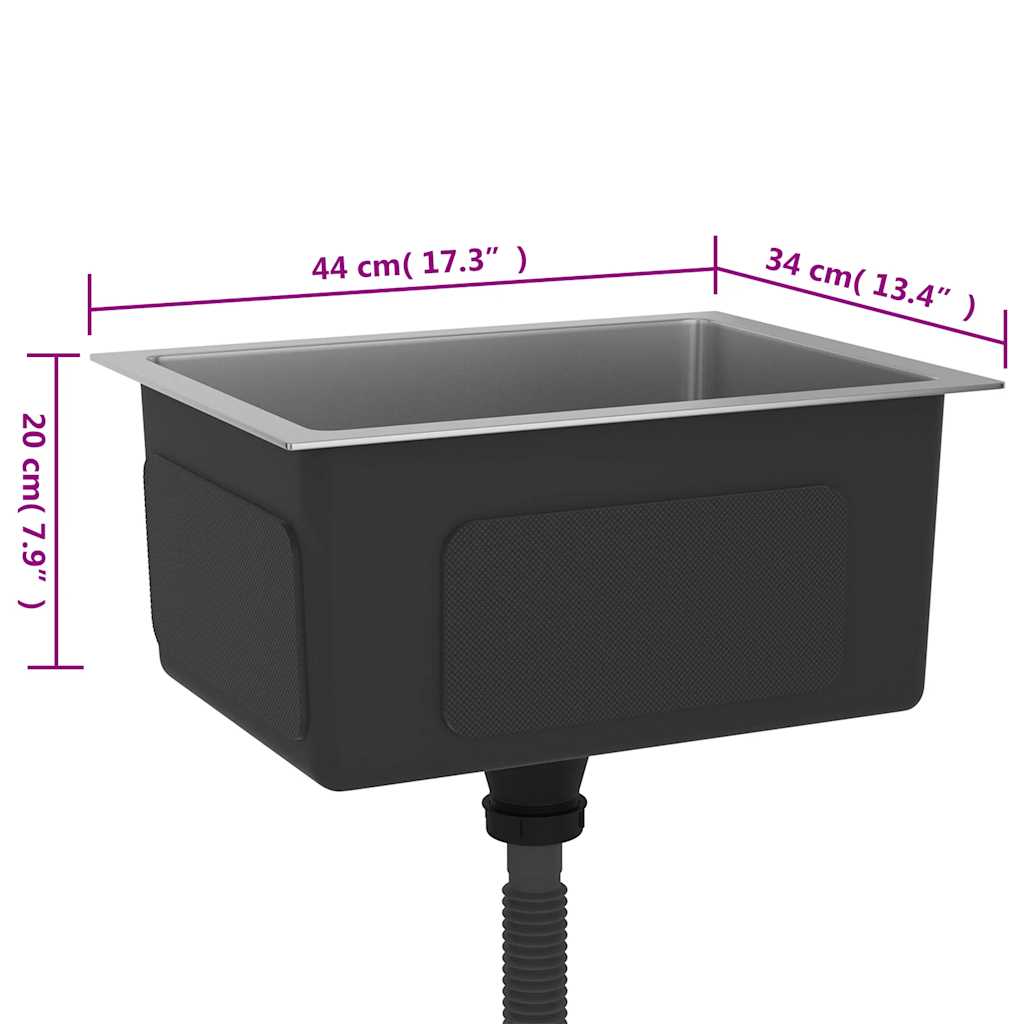 vidaXL Νεροχύτης Κουζίνας Χειροποίητος από Ανοξείδωτο Ατσάλι