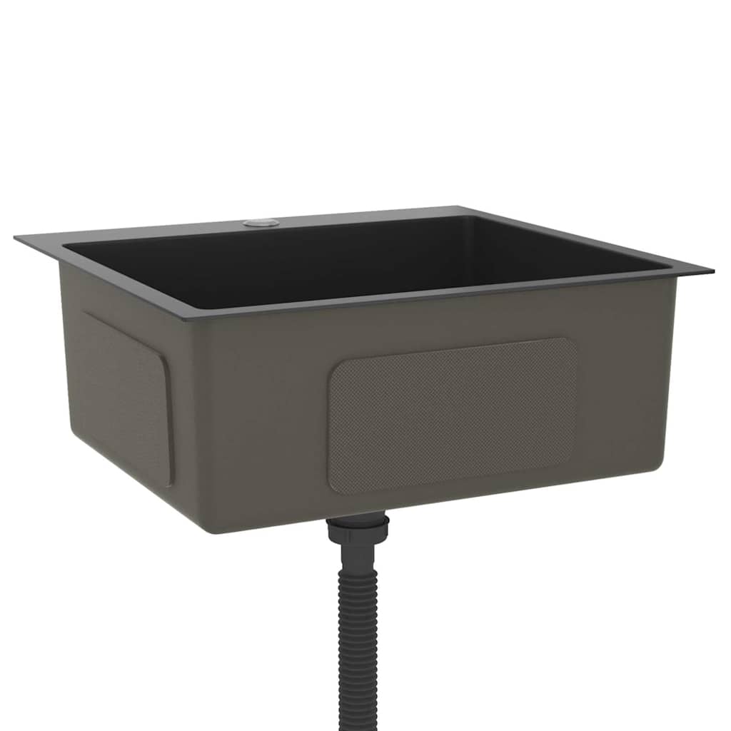 vidaXL Νεροχύτης Κουζίνας Χειροποίητος Μαύρος από Ανοξείδωτο Ατσάλι