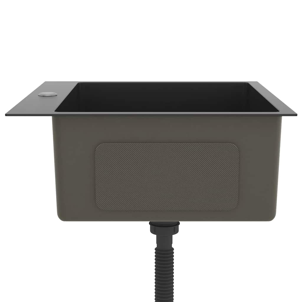 vidaXL Νεροχύτης Κουζίνας Χειροποίητος Μαύρος από Ανοξείδωτο Ατσάλι