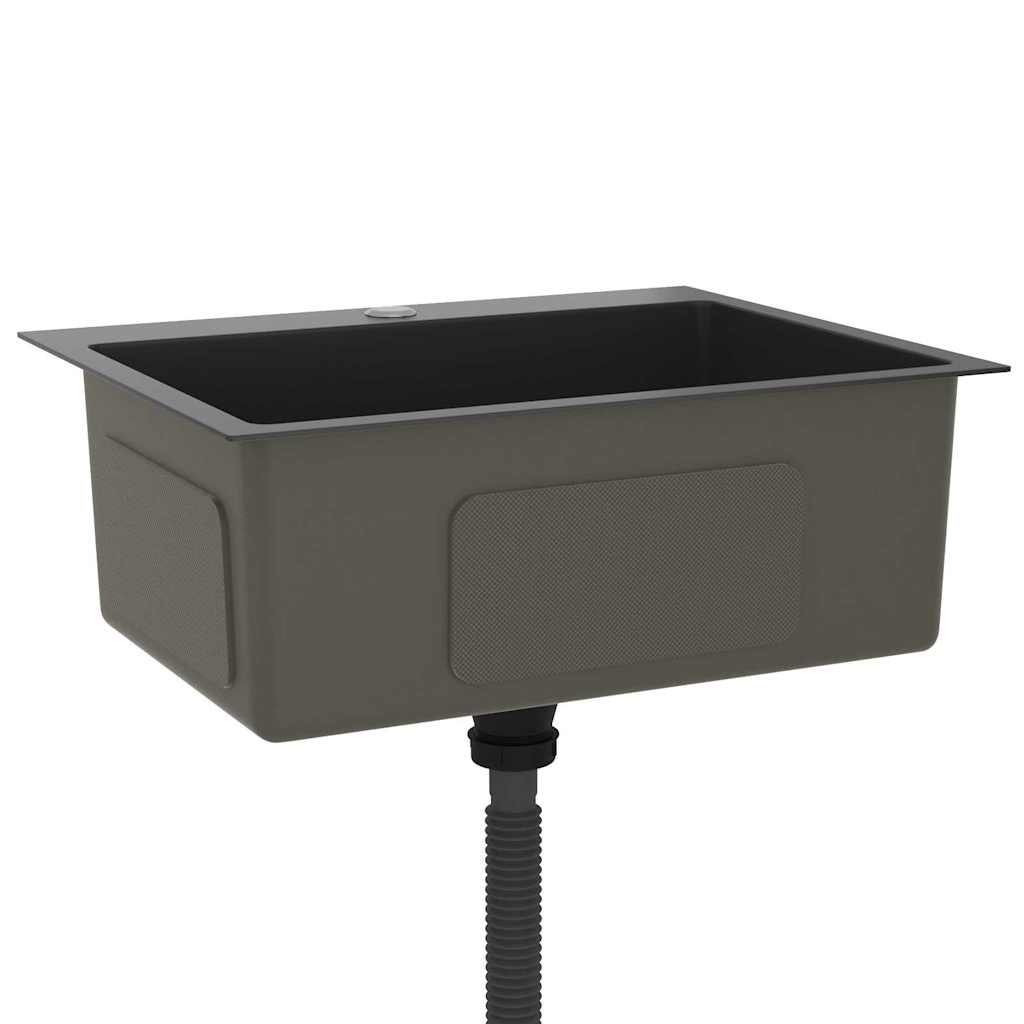 vidaXL Νεροχύτης Κουζίνας Χειροποίητος Μαύρος από Ανοξείδωτο Ατσάλι