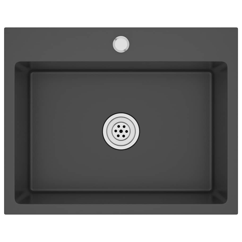 vidaXL Νεροχύτης Κουζίνας Χειροποίητος Μαύρος από Ανοξείδωτο Ατσάλι