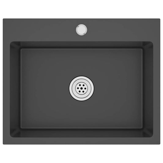 vidaXL Νεροχύτης Κουζίνας Χειροποίητος Μαύρος από Ανοξείδωτο Ατσάλι