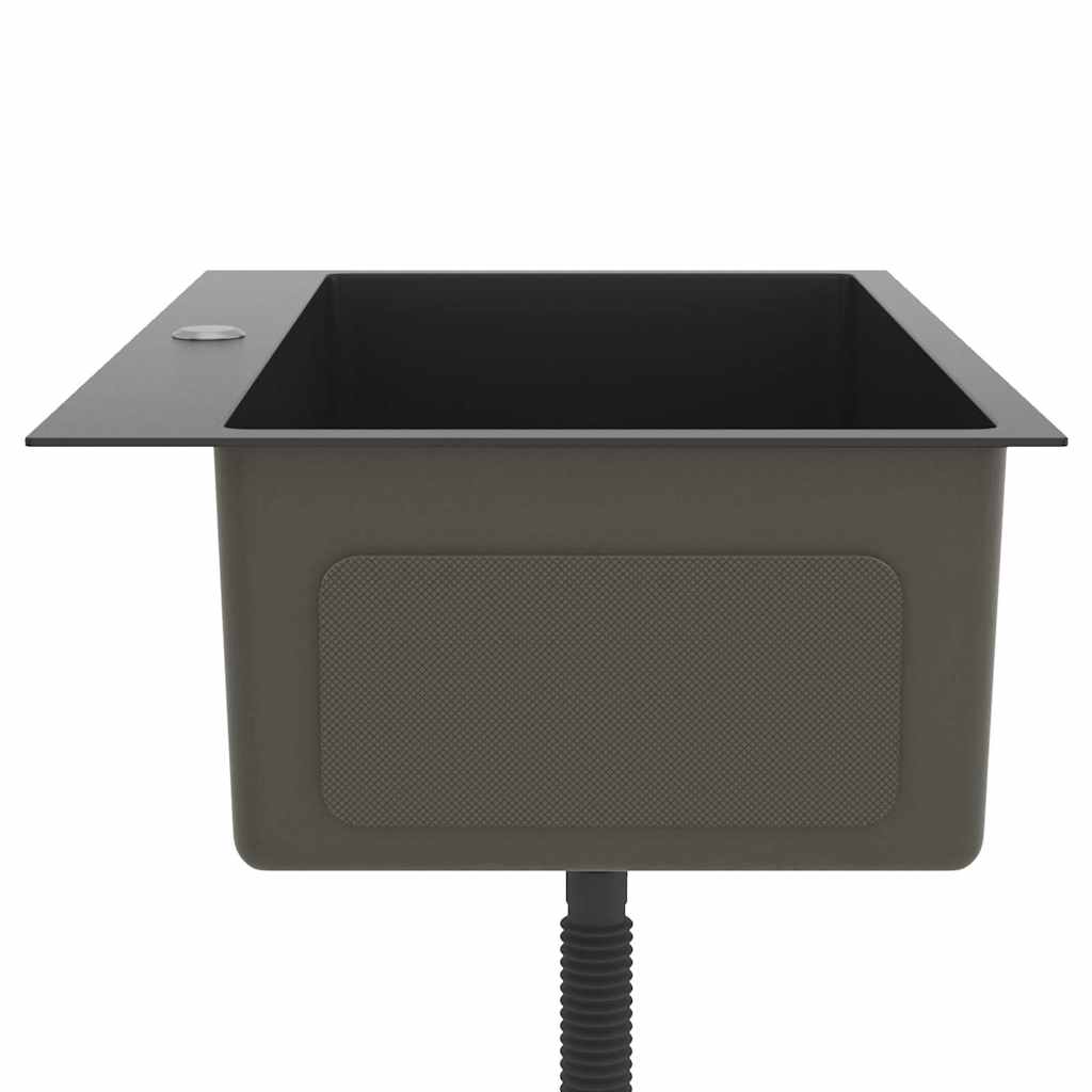 vidaXL Νεροχύτης Κουζίνας Χειροποίητος Μαύρος από Ανοξείδωτο Ατσάλι