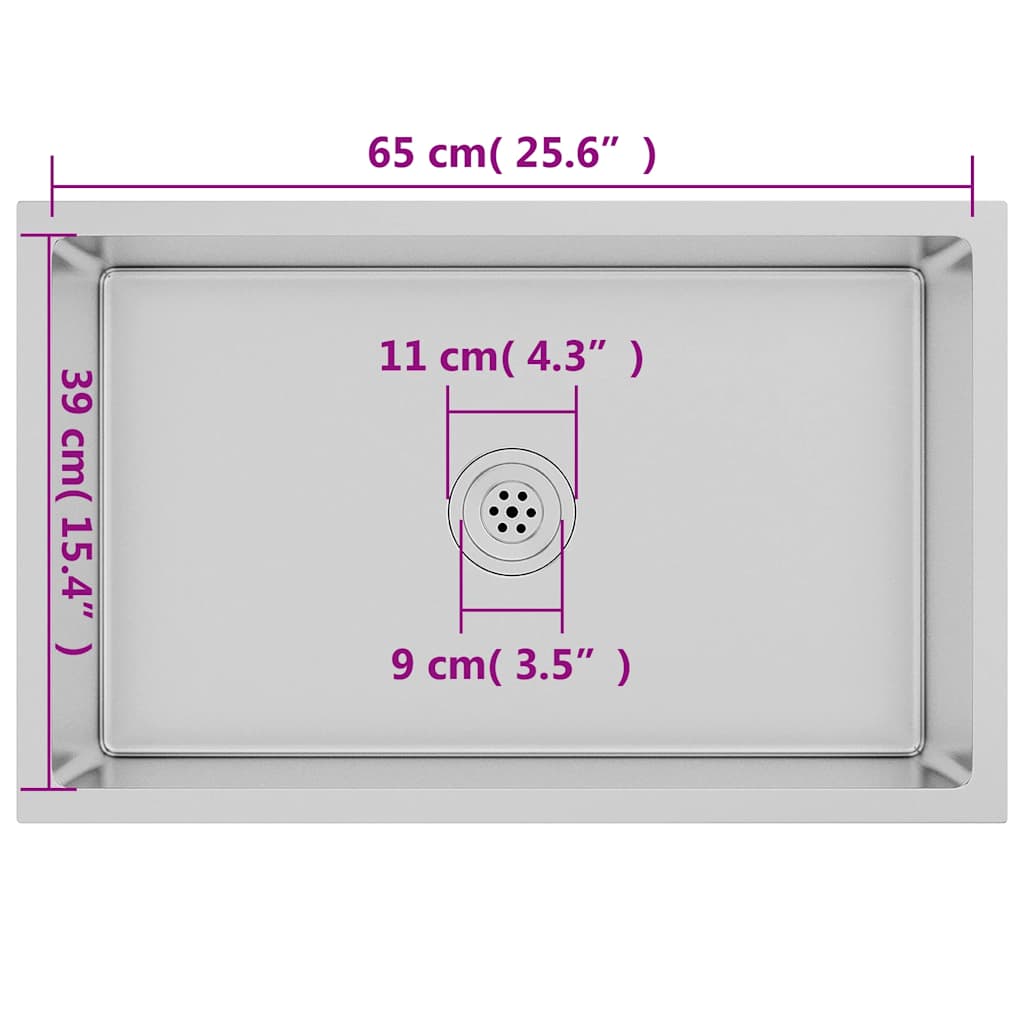 vidaXL Νεροχύτης Κουζίνας Χειροποίητος από Ανοξείδωτο Ατσάλι