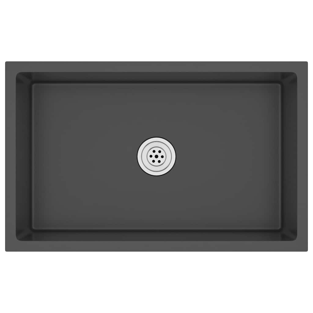 vidaXL Νεροχύτης Κουζίνας Χειροποίητος Μαύρος από Ανοξείδωτο Ατσάλι