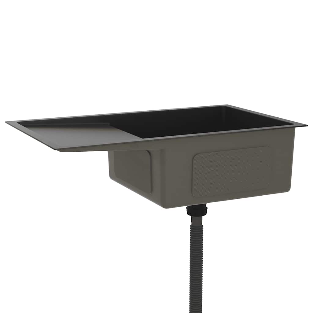 vidaXL Νεροχύτης Κουζίνας Χειροποίητος Μαύρος από Ανοξείδωτο Ατσάλι