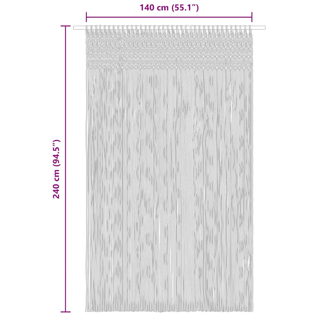 vidaXL Κουρτίνα Μακραμέ Taupe 140 x 240 εκ. Βαμβακερή