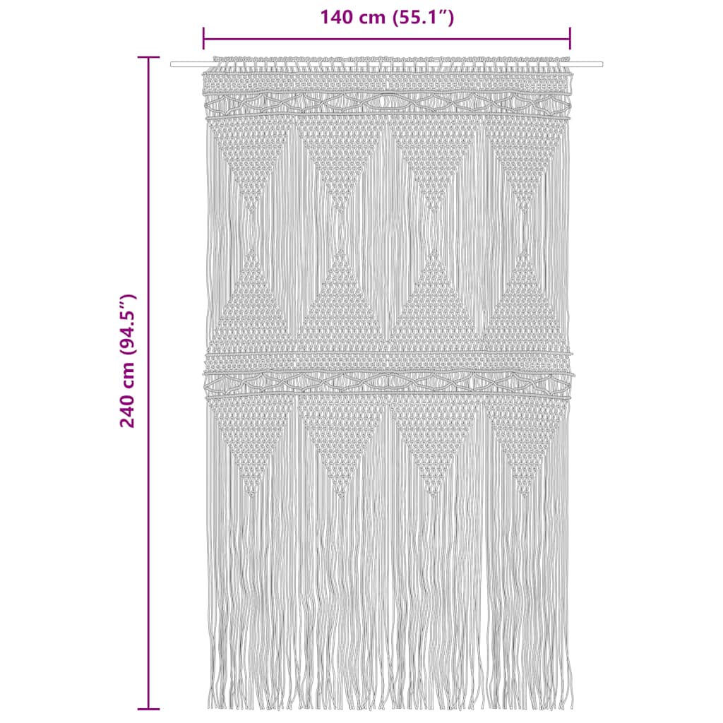 vidaXL Κουρτίνα Μακραμέ Taupe 140 x 240 εκ. Βαμβακερή