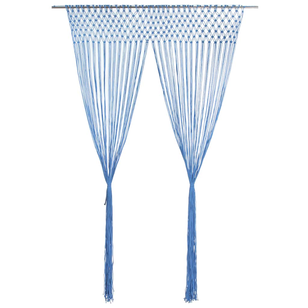 vidaXL Κουρτίνα Μακραμέ Μπλε 140 x 240 εκ. Βαμβακερή