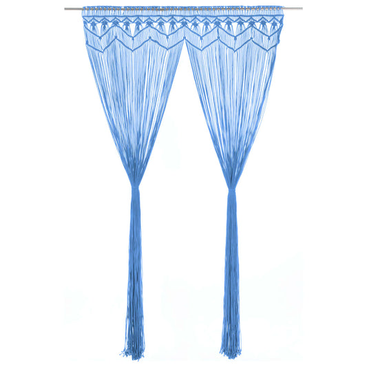 vidaXL Κουρτίνα Μακραμέ Μπλε 140 x 240 εκ. Βαμβακερή