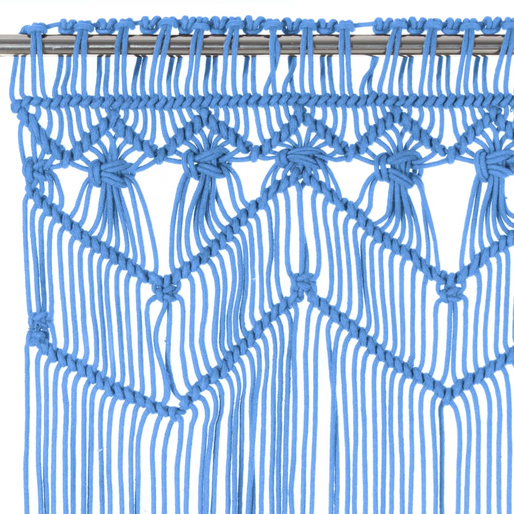 vidaXL Κουρτίνα Μακραμέ Μπλε 140 x 240 εκ. Βαμβακερή