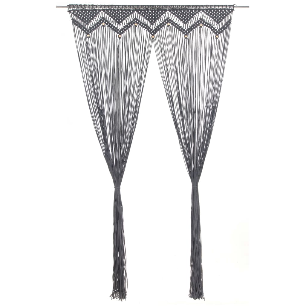 vidaXL Κουρτίνα Μακραμέ Ανθρακί 140 x 240 εκ. Βαμβακερή
