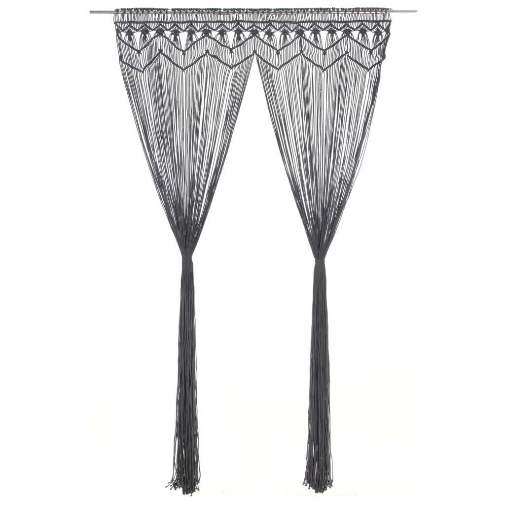 vidaXL Κουρτίνα Μακραμέ Ανθρακί 140 x 240 εκ. Βαμβακερή